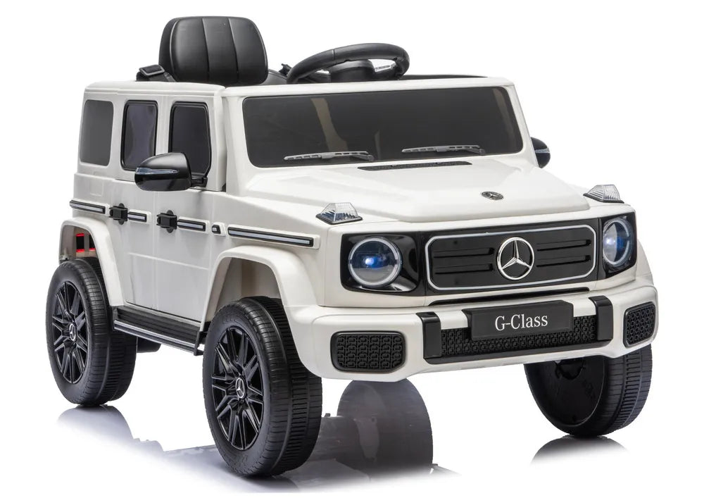 Vaikiškas elektromobilis Mercedes G 2580, 24 V, 4x45W, su odine sėdyne, baltas