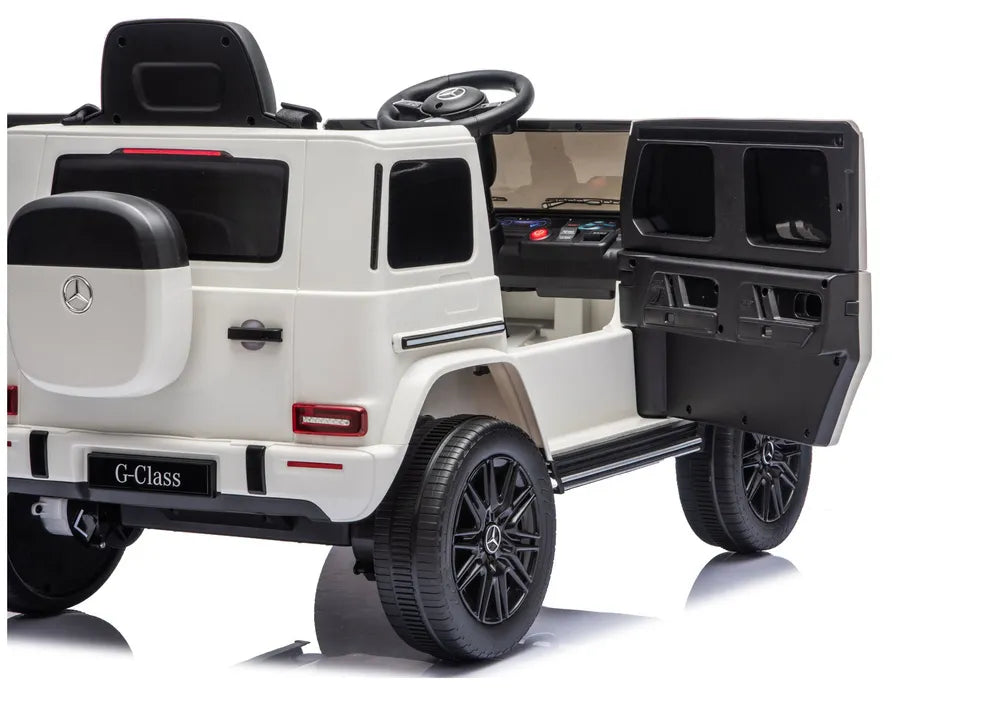 Vaikiškas elektromobilis Mercedes G 2580, 24 V, 4x45W, su odine sėdyne, baltas