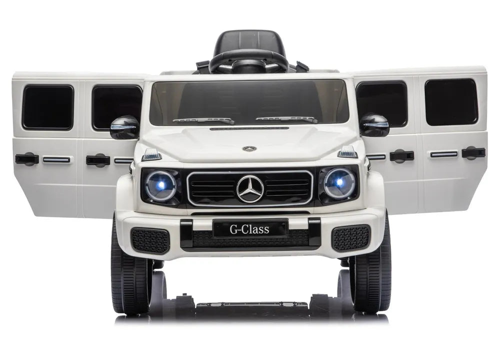Vaikiškas elektromobilis Mercedes G 2580, 24 V, 4x45W, su odine sėdyne, baltas