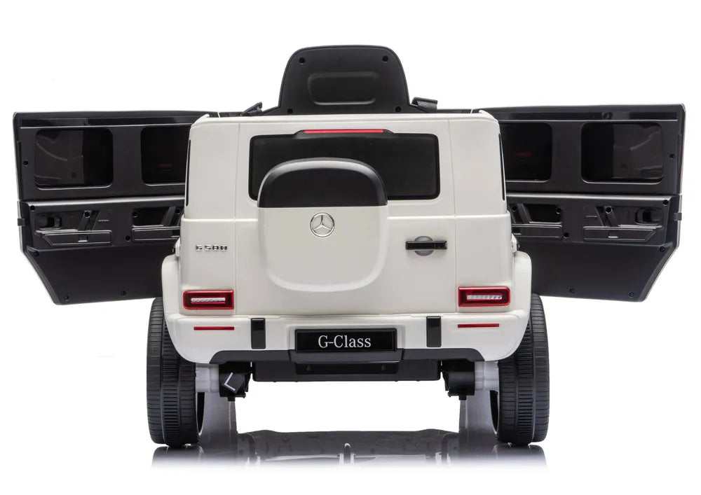 Vaikiškas elektromobilis Mercedes G 2580, 24 V, 4x45W, su odine sėdyne, baltas