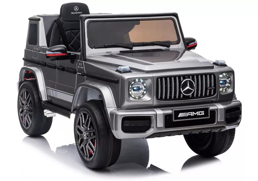 Vaikiškas elektromobilis Mercedes G63 AMG, 12 V, 2 × 45 W, sidabrinis