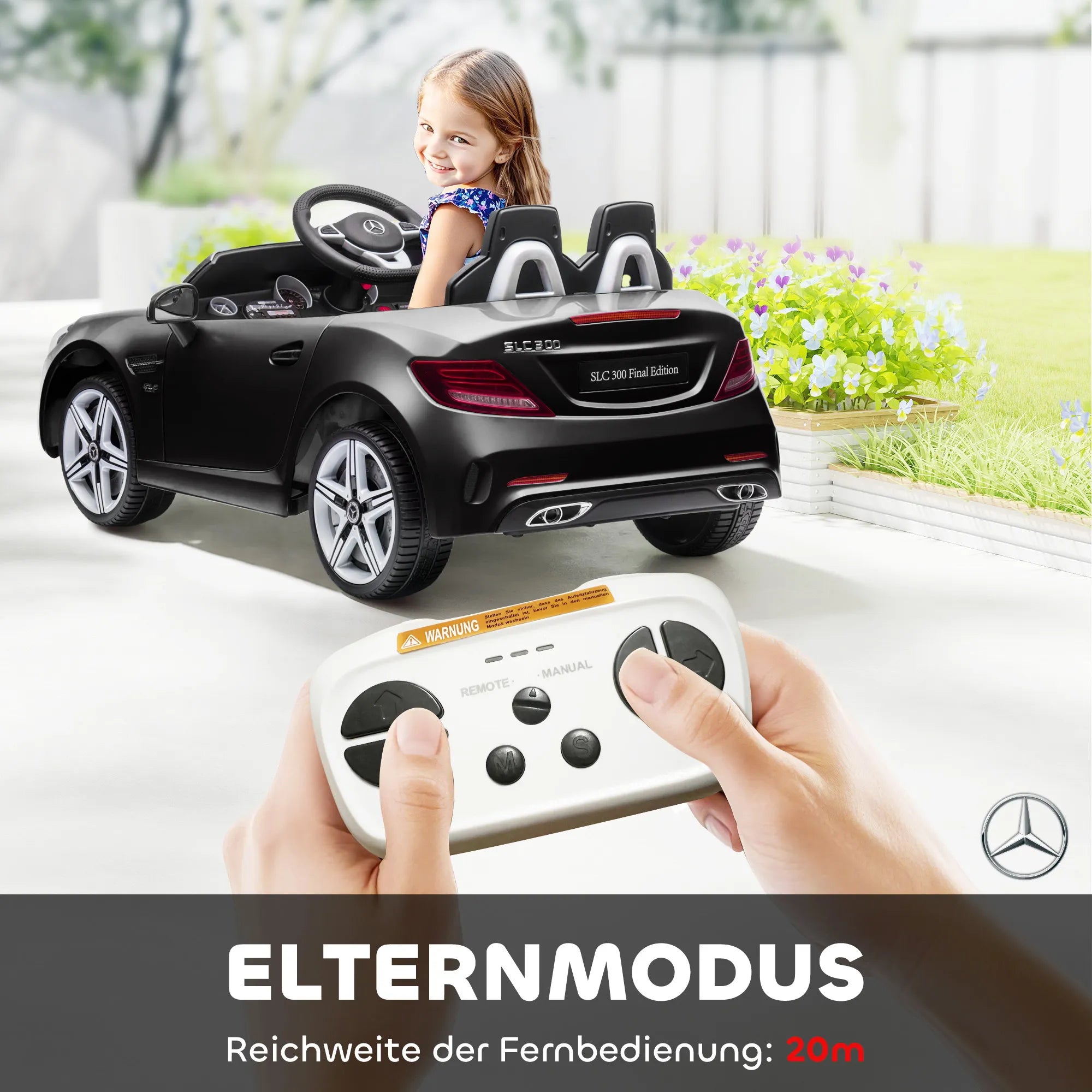 Vaikiškas elektromobilis Mercedes SLC 300, 3–6 metų vaikams, juodas