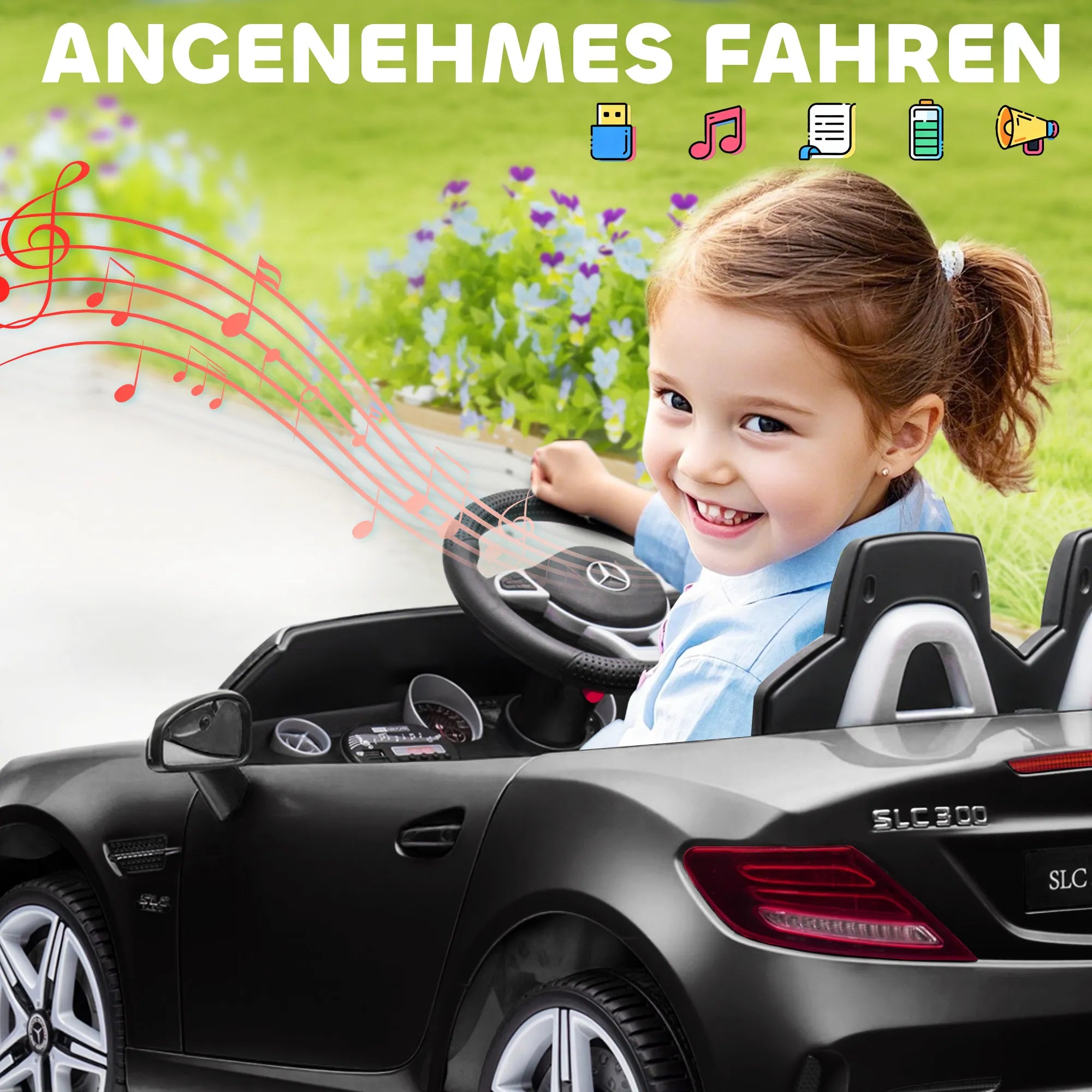 Vaikiškas elektromobilis Mercedes SLC 300, 3–6 metų vaikams, juodas
