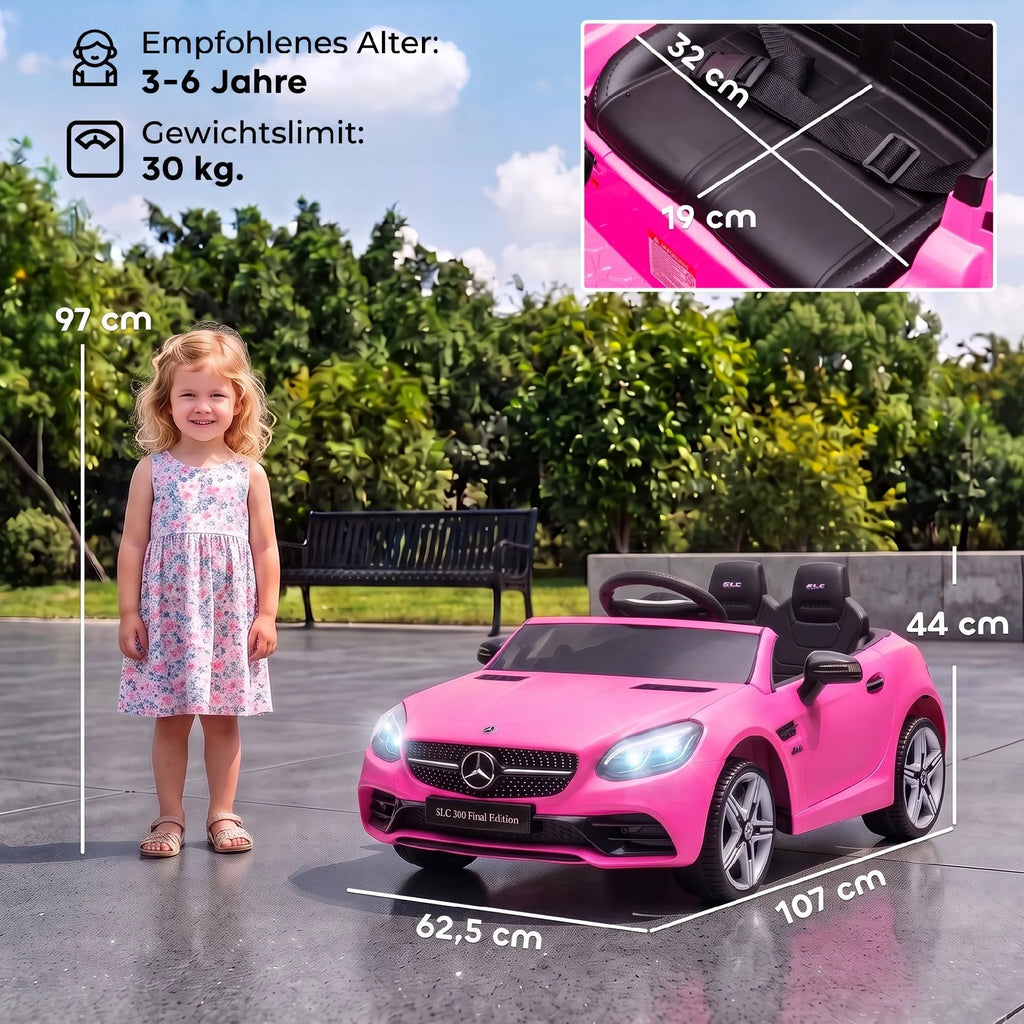 Vaikiškas elektromobilis Mercedes SLC 300, 3–6 metų vaikams, rožinis