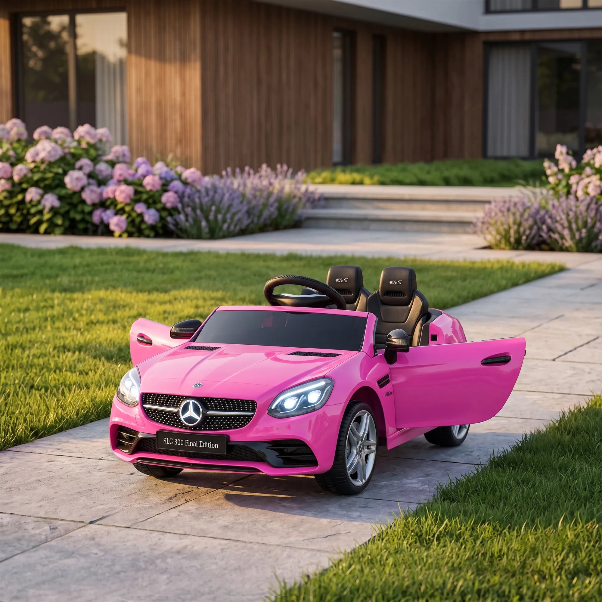 Vaikiškas elektromobilis Mercedes SLC 300, 3–6 metų vaikams, rožinis