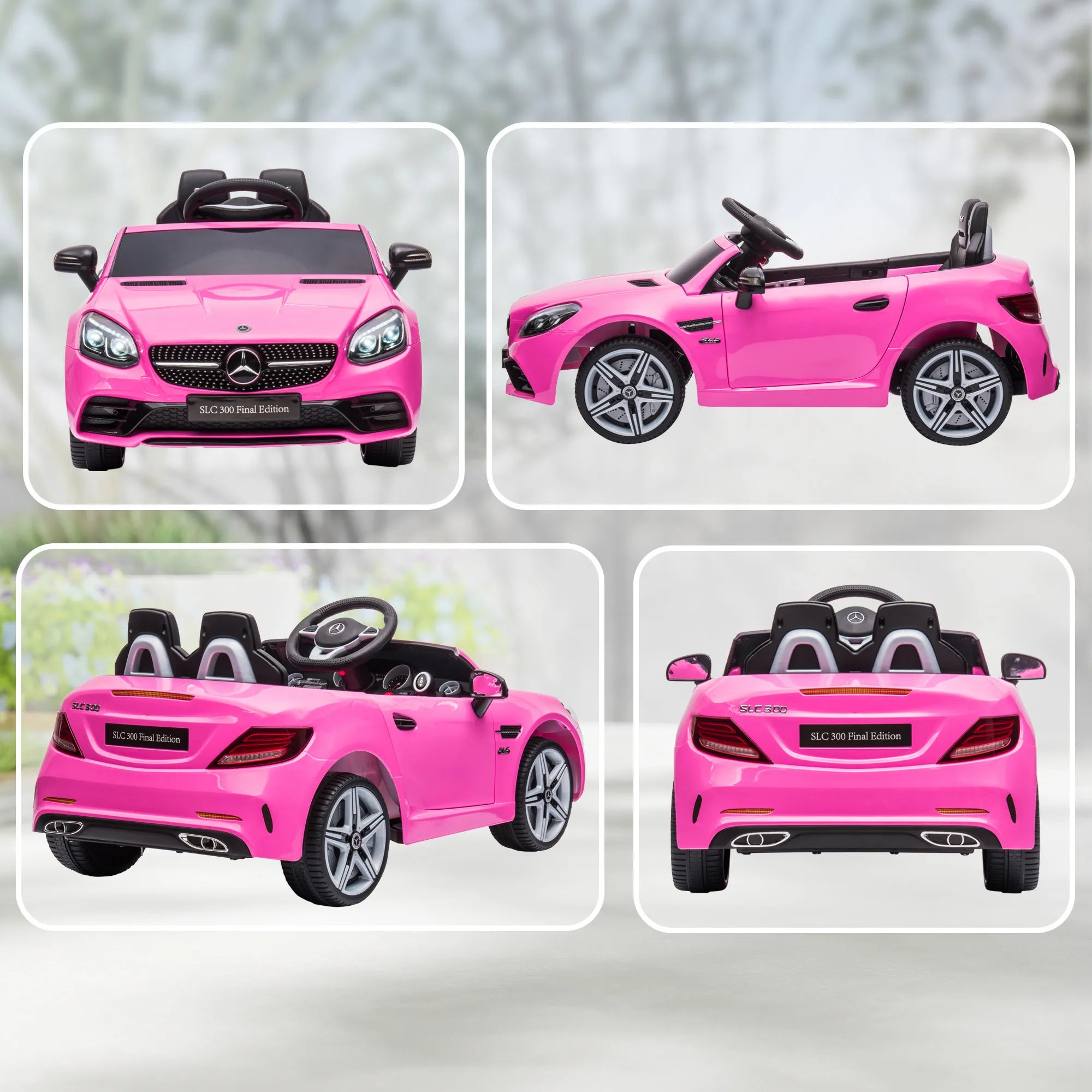 Vaikiškas elektromobilis Mercedes SLC 300, 3–6 metų vaikams, rožinis