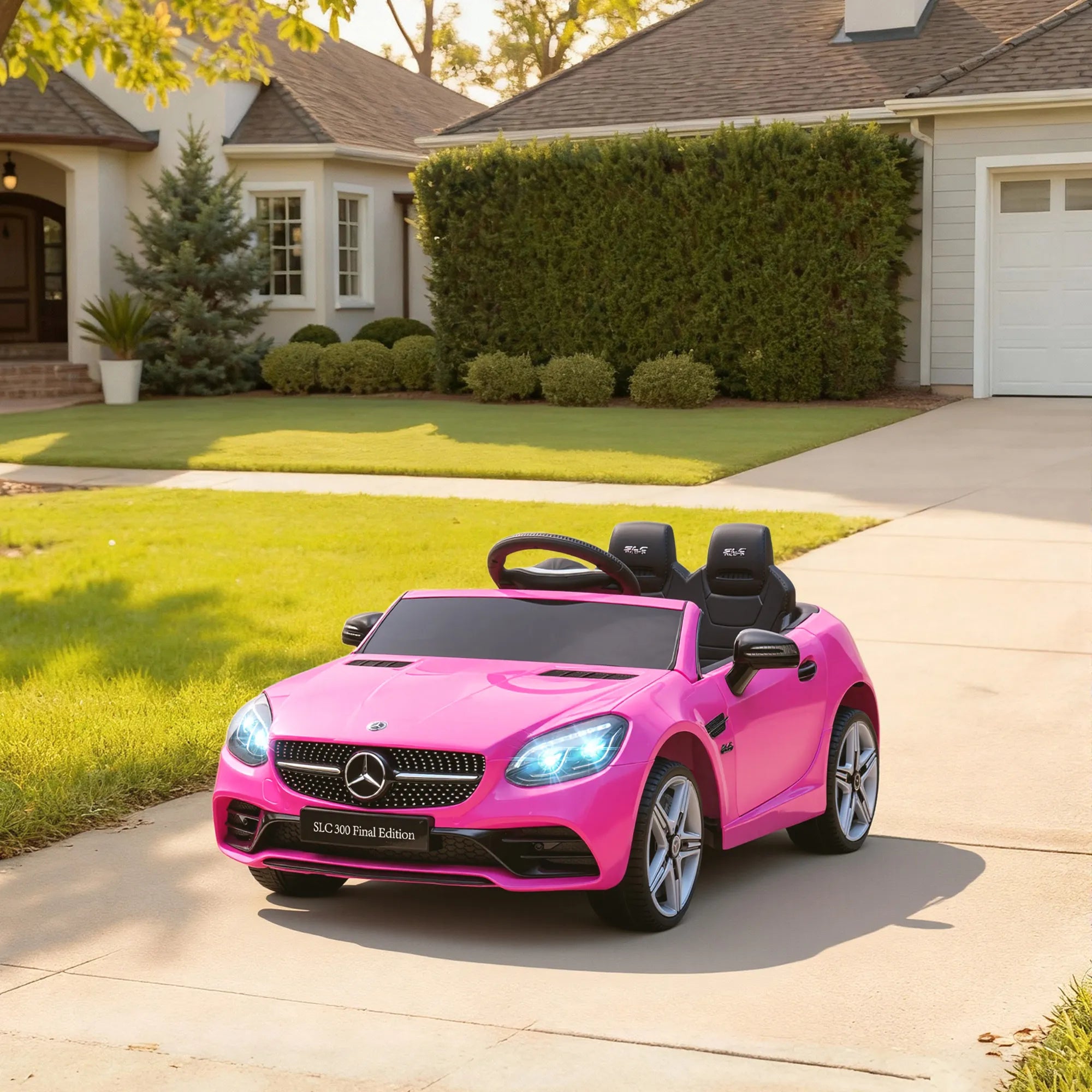 Vaikiškas elektromobilis Mercedes SLC 300, 3–6 metų vaikams, rožinis