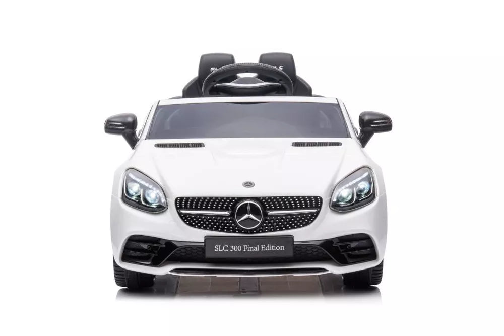 Vaikiškas elektromobilis Mercedes SLC300, 12 V, 2 vietų, eko-odos sėdynė, EVA ratai, baltas