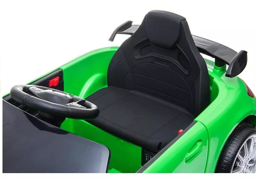 Vaikiškas elektromobilis Mercedes SLS AMG GT R, 12 V, su odine sėdyne ir EVA ratais, baltas