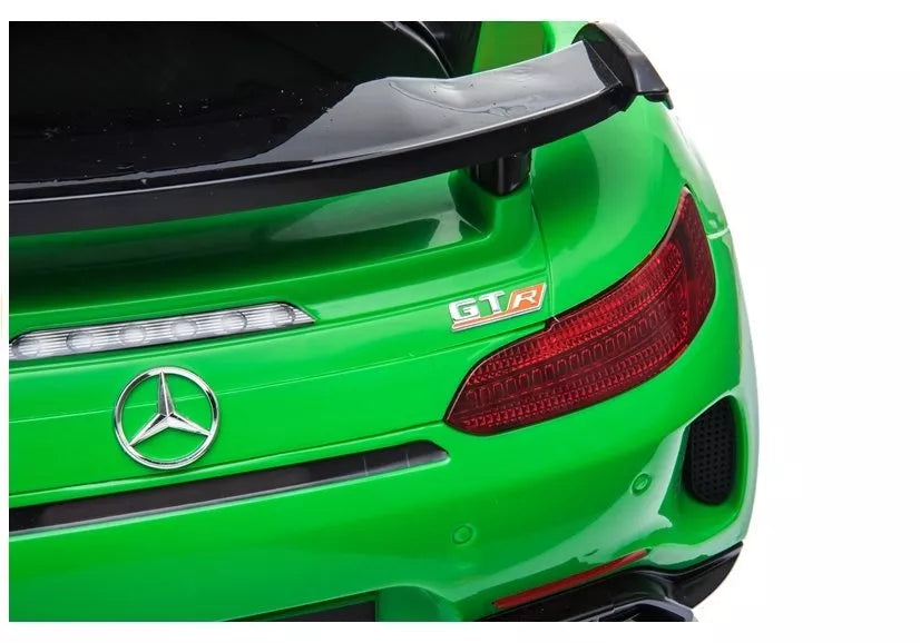 Vaikiškas elektromobilis Mercedes SLS AMG GT R, 12 V, su odine sėdyne ir EVA ratais, baltas
