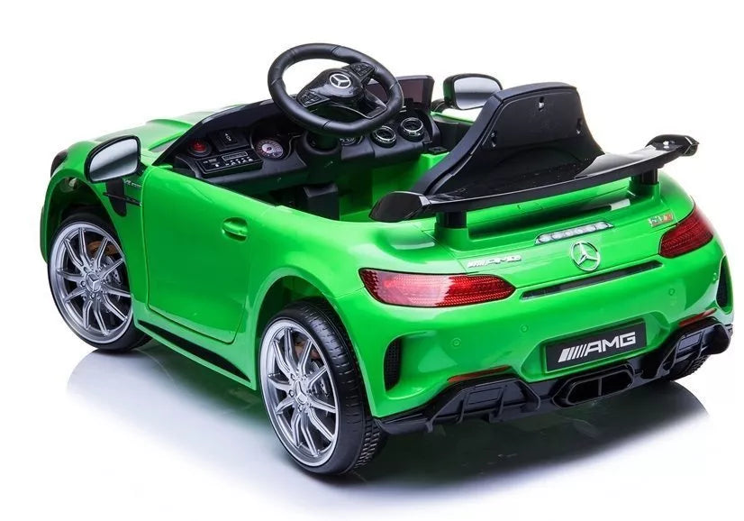 Vaikiškas elektromobilis Mercedes SLS AMG GT R, 12 V, su odine sėdyne ir EVA ratais, baltas