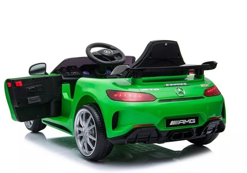 Vaikiškas elektromobilis Mercedes SLS AMG GT R, 12 V, su odine sėdyne ir EVA ratais, baltas