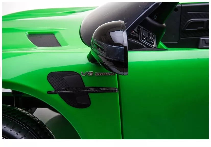 Vaikiškas elektromobilis Mercedes SLS AMG GT R, 12 V, su odine sėdyne ir EVA ratais, baltas