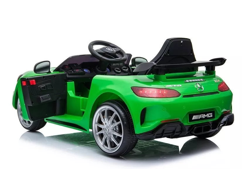 Vaikiškas elektromobilis Mercedes SLS AMG GT R, 12 V, su odine sėdyne ir EVA ratais, baltas