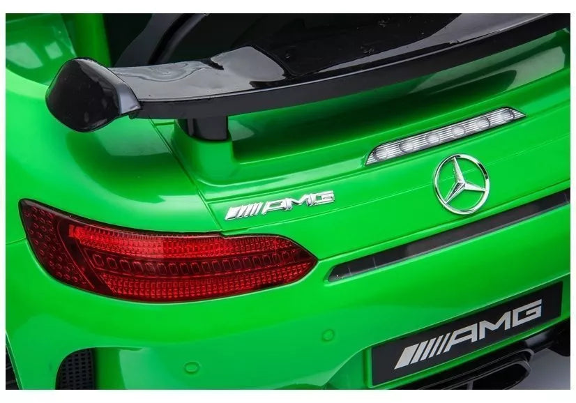 Vaikiškas elektromobilis Mercedes SLS AMG GT R, 12 V, su odine sėdyne ir EVA ratais, baltas
