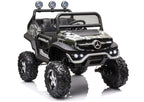 Vaikiškas elektromobilis Mercedes Unimog 4x4, 12 V, 4 varikliai, su minkšta sėdyne ir EVA ratais, kamufliažinis