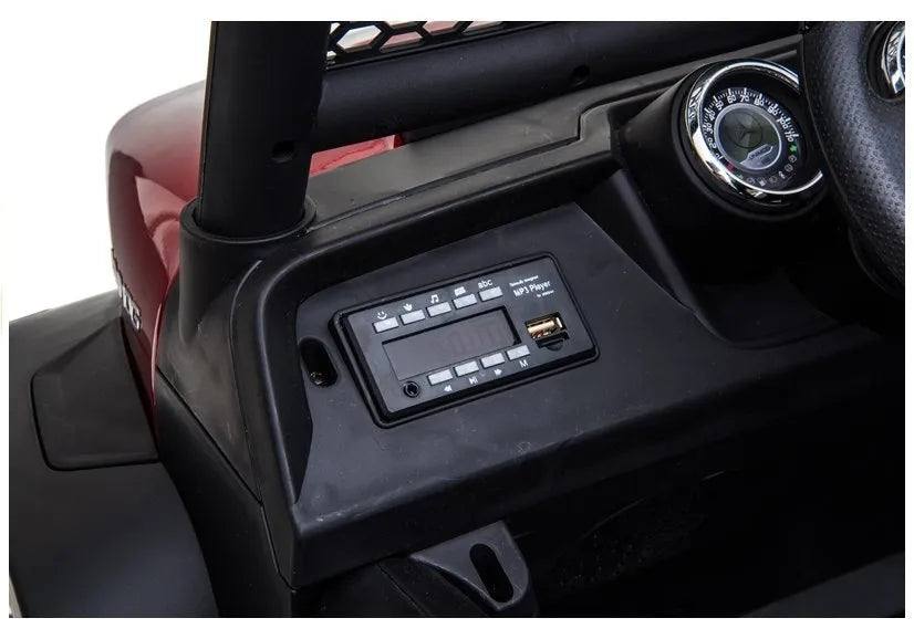 Vaikiškas elektromobilis Mercedes Unimog 4x4, 12 V, 45W, odinė sėdynė, EVA ratai, 30 kg apkrova, baltas