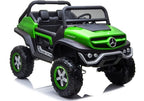Vaikiškas elektromobilis Mercedes Unimog 4x4, 12 V, 45W, odinė sėdynė, EVA ratai, 30 kg apkrova, baltas
