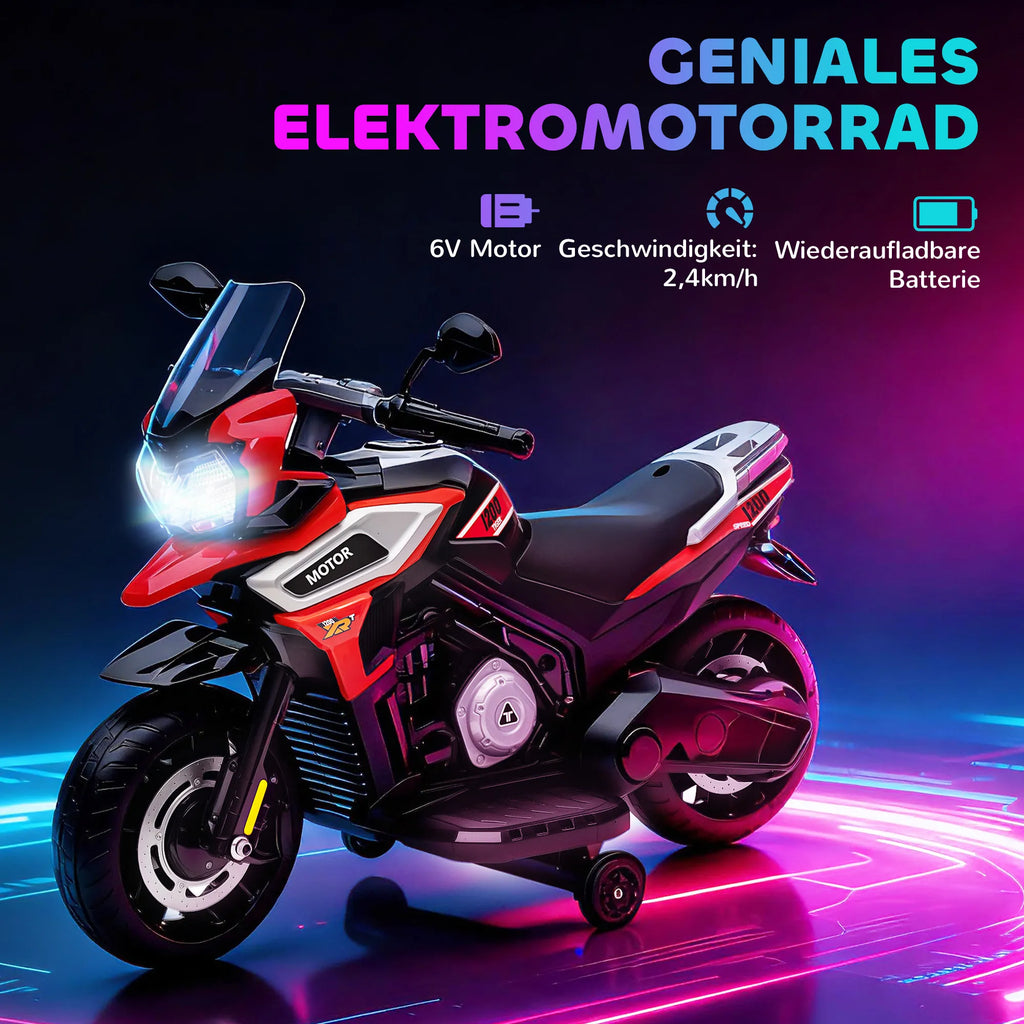Vaikiškas elektromobilis motociklas 18–36 mėn. vaikams, raudonas