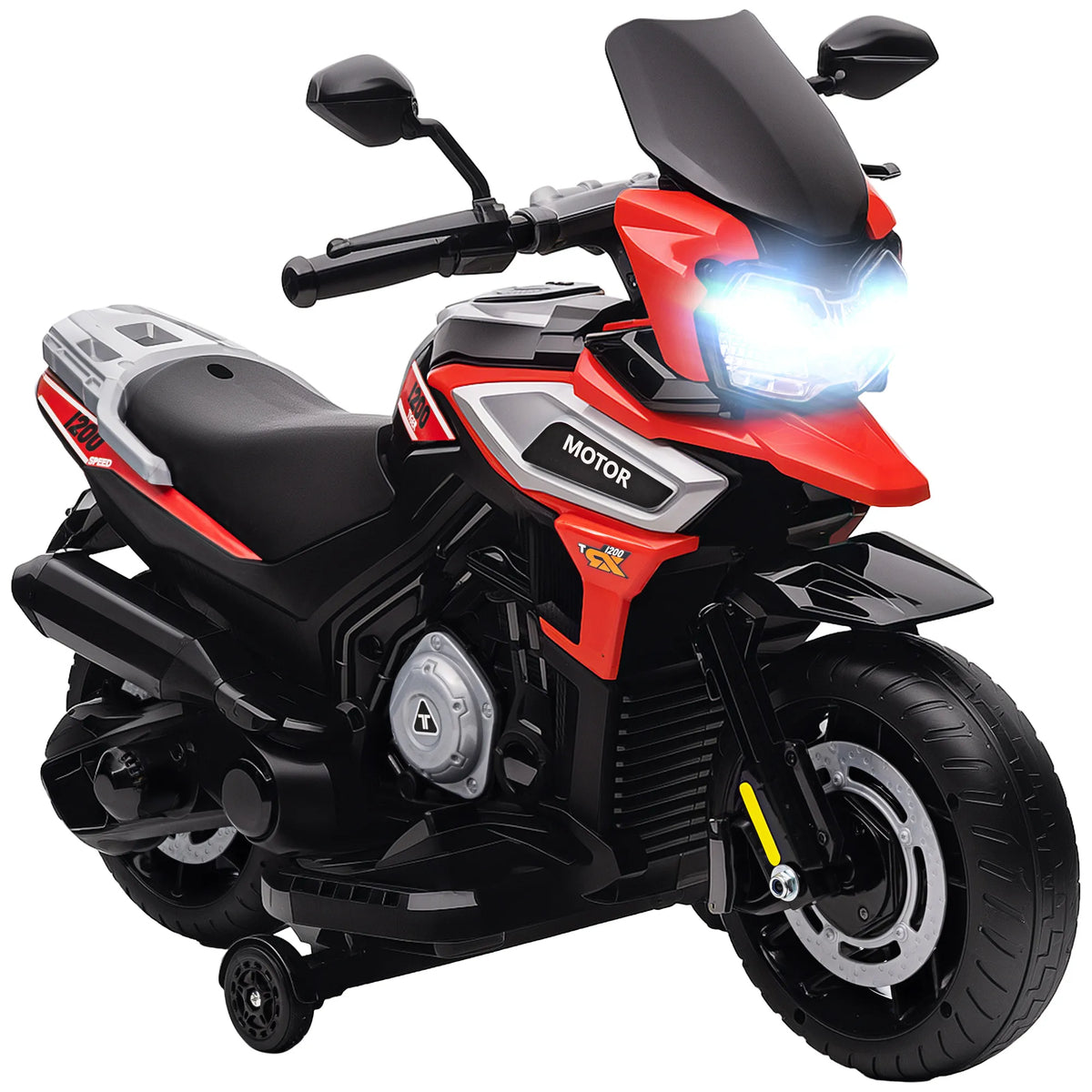 Vaikiškas elektromobilis motociklas 18–36 mėn. vaikams, raudonas