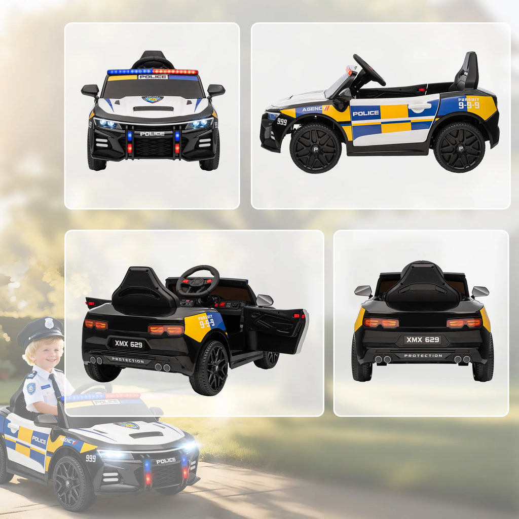 Vaikiškas elektromobilis policija 3-5 metų vaikams, su nuotolinio valdymo pultu, 12V, spalvotas