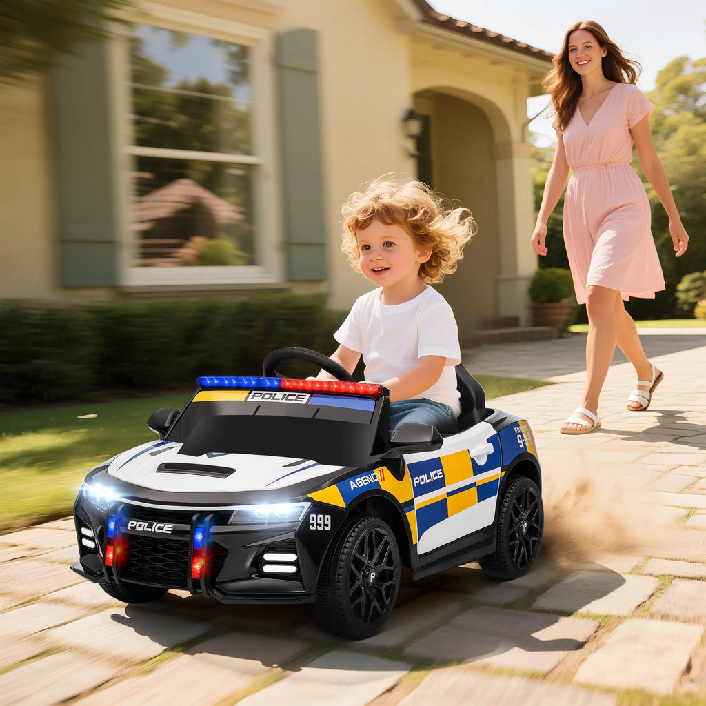 Vaikiškas elektromobilis policija 3-5 metų vaikams, su nuotolinio valdymo pultu, 12V, spalvotas