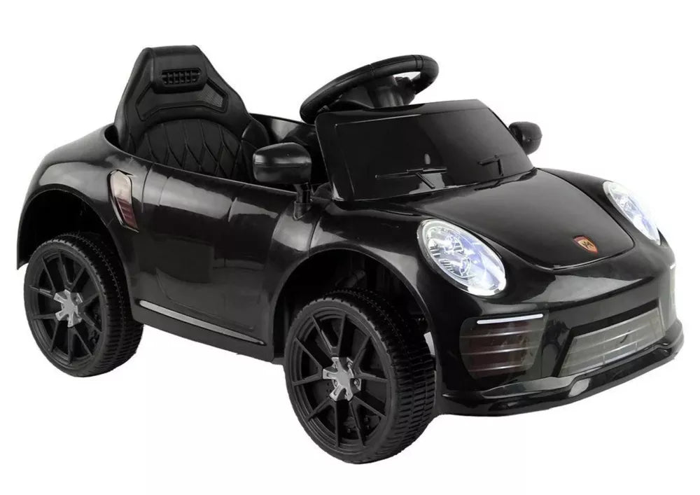 Vaikiškas elektromobilis Porsche, 12 V, su nuotolinio valdymo pultu, juodas