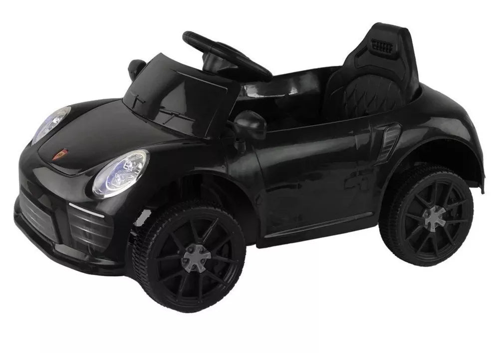 Vaikiškas elektromobilis Porsche, 12 V, su nuotolinio valdymo pultu, juodas