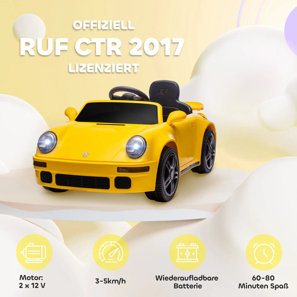Vaikiškas elektromobilis RUF CTR 2017 3-6 metų vaikams, iki 25 kg, geltonas