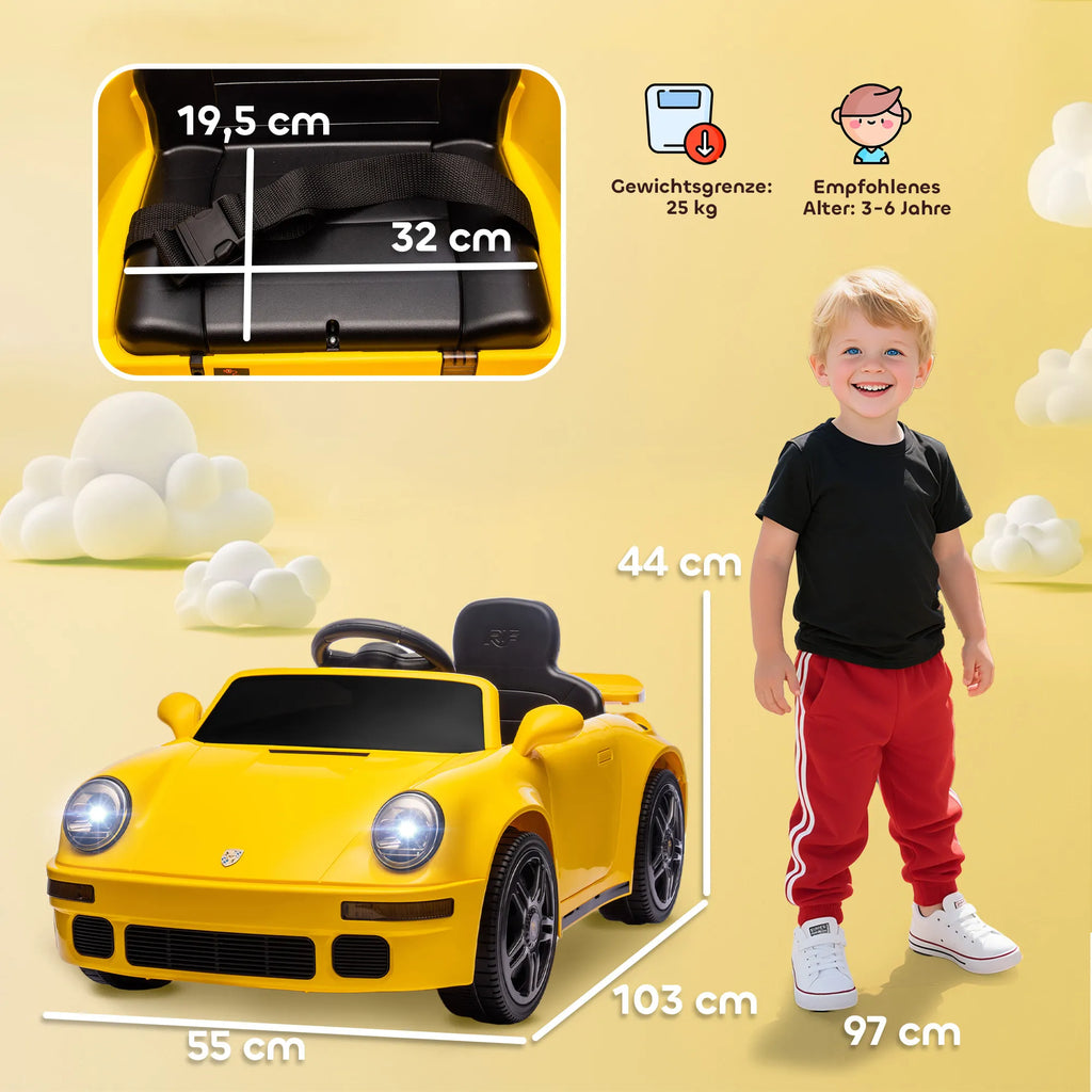 Vaikiškas elektromobilis RUF CTR 2017 3-6 metų vaikams, iki 25 kg, geltonas
