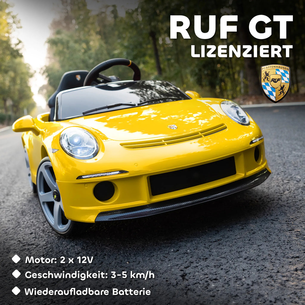 Vaikiškas elektromobilis RUF GT, 3–5 metų vaikams, geltonas