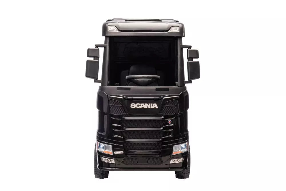 Vaikiškas elektromobilis Scania 500R, 24 V, 4x45 W, su minkšta eko-odos sėdyne, juodas