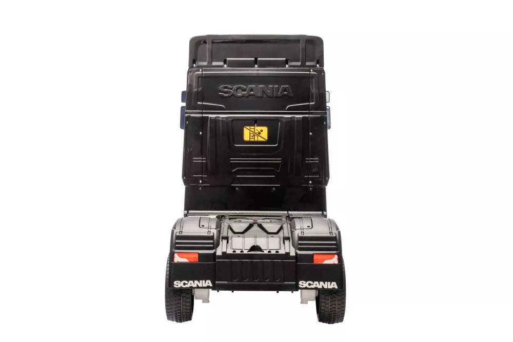 Vaikiškas elektromobilis Scania 500R, 24 V, 4x45 W, su minkšta eko-odos sėdyne, juodas
