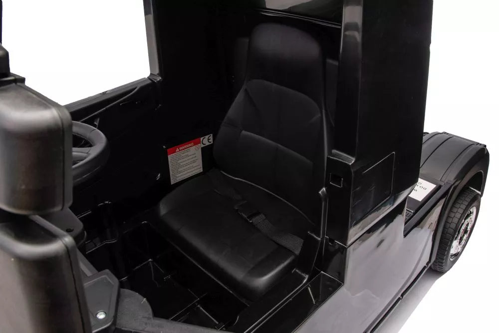 Vaikiškas elektromobilis Scania 500R, 24 V, 4x45 W, su minkšta eko-odos sėdyne, juodas