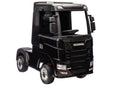 Vaikiškas elektromobilis Scania 500R, 24 V, 4x45 W, su minkšta eko-odos sėdyne, juodas