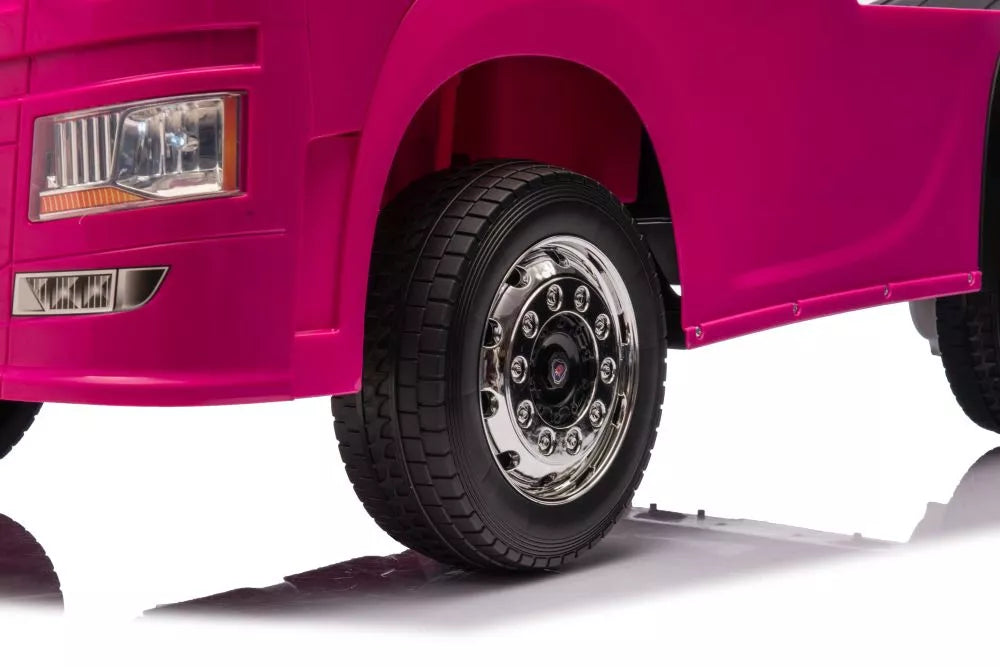 Vaikiškas elektromobilis Scania 500R, 24 V, su nuotolinio valdymo pultu, rožinis