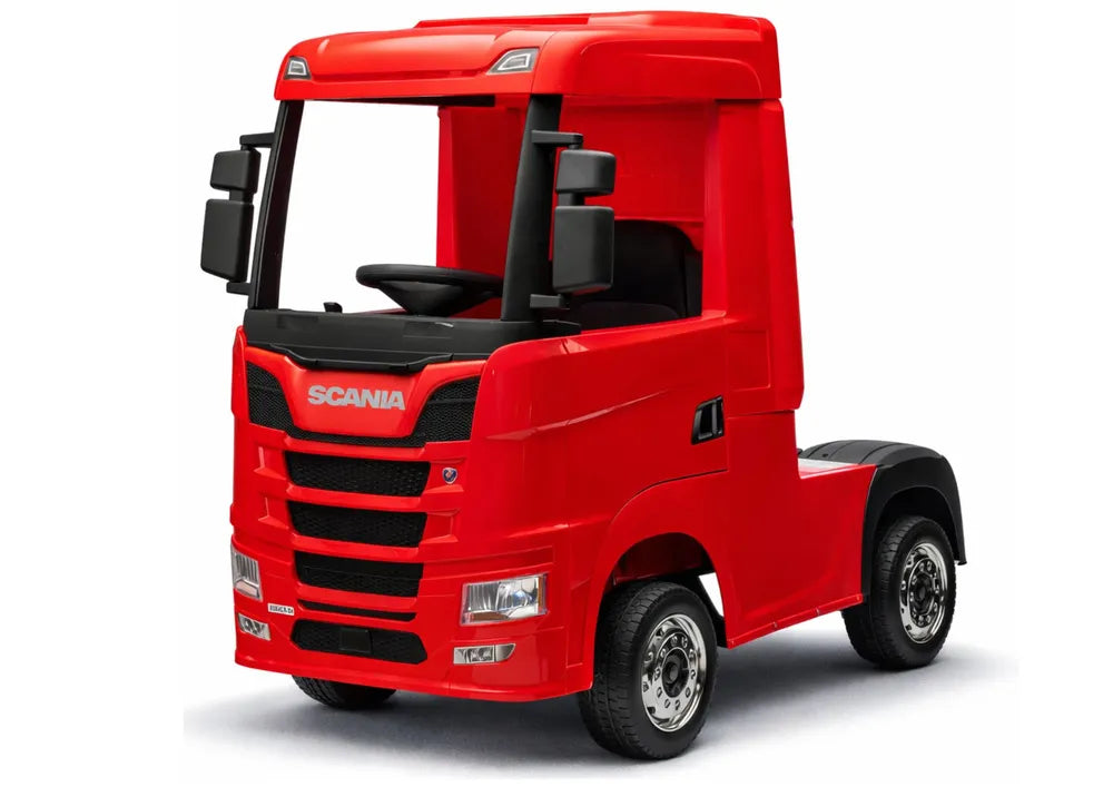Vaikiškas elektromobilis Scania 500R, 24V, su nuotolinio valdymo pultu, raudonas