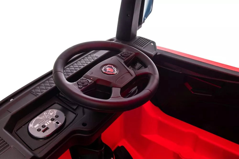 Vaikiškas elektromobilis Scania 500R, 24V, su nuotolinio valdymo pultu, raudonas