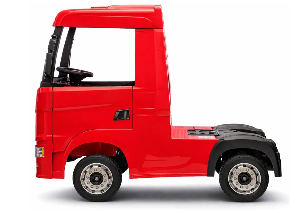 Vaikiškas elektromobilis Scania 500R, 24V, su nuotolinio valdymo pultu, raudonas
