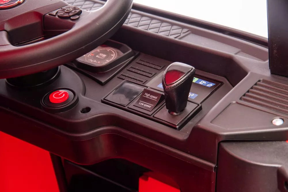 Vaikiškas elektromobilis Scania 500R, 24V, su nuotolinio valdymo pultu, raudonas