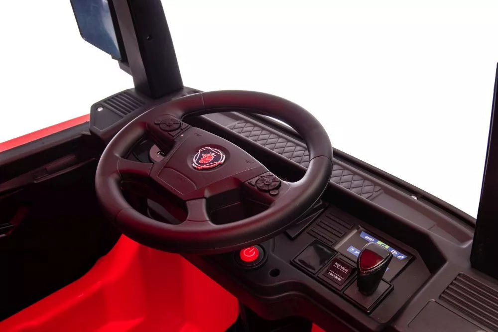 Vaikiškas elektromobilis Scania 500R, 24V, su nuotolinio valdymo pultu, raudonas