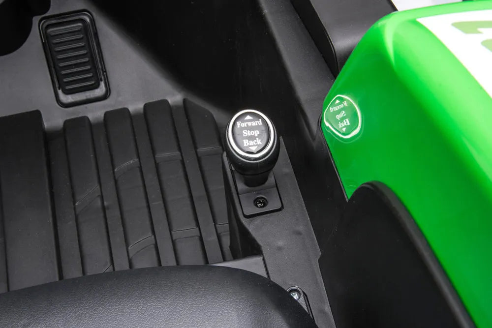 Vaikiškas elektromobilis traktorius, 24 V, 2 varikliai, 3 greičiai, su eko odos sėdyne, baltas
