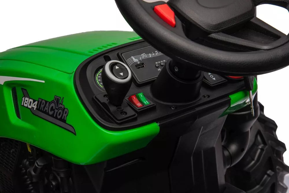 Vaikiškas elektromobilis traktorius, 24 V, 2x95 W, baltas