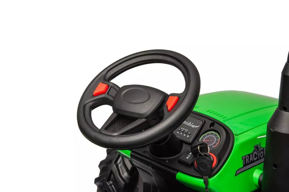 Vaikiškas elektromobilis traktorius, 24 V, 2x95 W, baltas