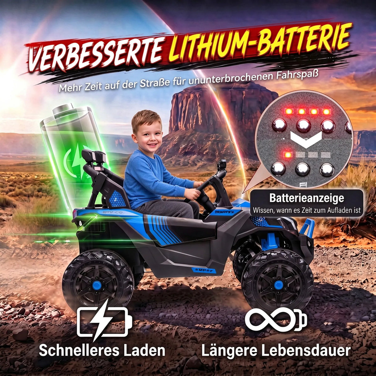 Vaikiškas elektromobilis UTV, 24 V, 2 × 120 W, 2 vietų