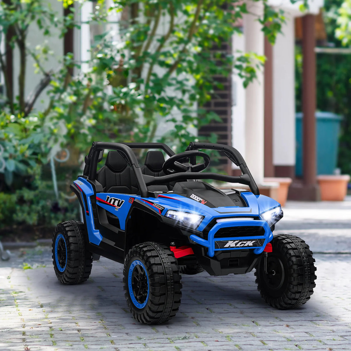 Vaikiškas elektromobilis UTV dvivietis, iki 50 kg, mėlynas