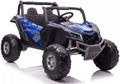 Vaikiškas elektromobilis UTV-MX, 24V, dvivietis, 4x60W, 3-8 km/h, juodas su mėlynais raštais