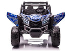 Vaikiškas elektromobilis UTV-MX, 24V, dvivietis, 4x60W, 3-8 km/h, juodas su mėlynais raštais