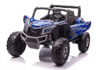 Vaikiškas elektromobilis UTV-MX, 24V, dvivietis, 4x60W, 3-8 km/h, juodas su mėlynais raštais