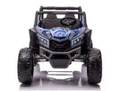 Vaikiškas elektromobilis UTV-MX, 24V, dvivietis, 4x60W, 3-8 km/h, juodas su mėlynais raštais